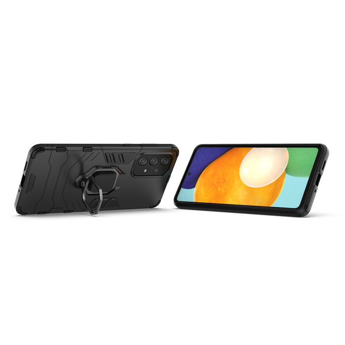Custodia rigida ibrida Ring Armor + supporto magnetico per Samsung Galaxy A73 nero