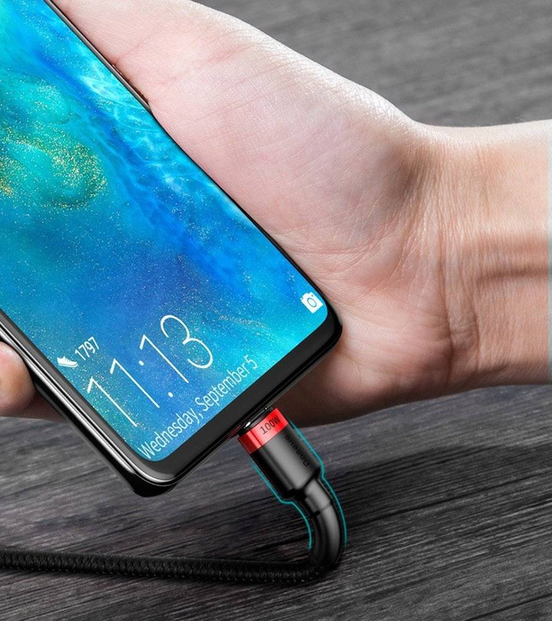 Câble nylon Baseus Cafule USB Type C Power Delivery 2.0 100W 20V 5A 2m gris (CATKLF-ALG1)