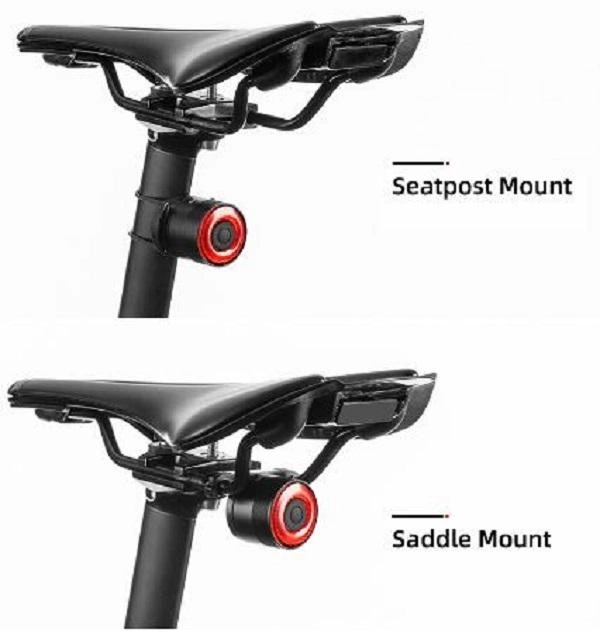 Lampe arrière de vélo Rockbros Q3 avec système d'arrêt intelligent - noir