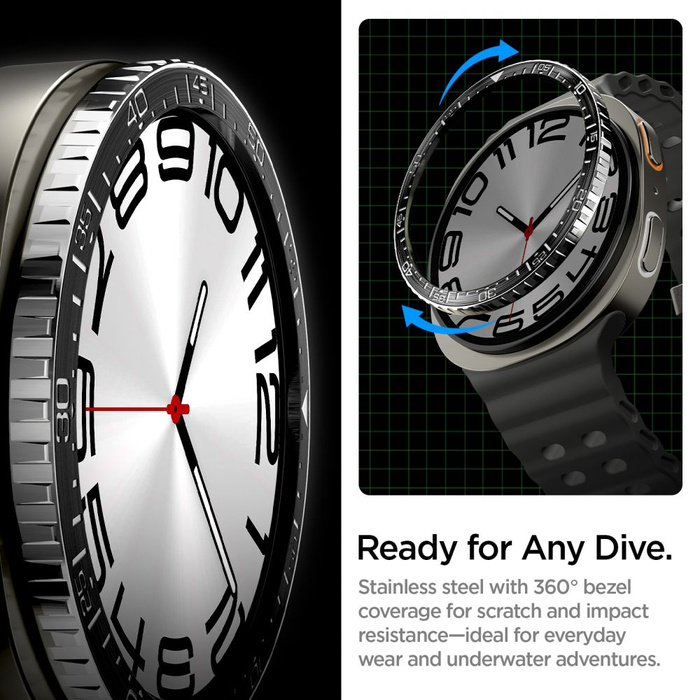 FUNDA SPIGEN SAMSUNG GALAXY WATCH 8 44 MM BEZEL TUNE DIVER NEGRO