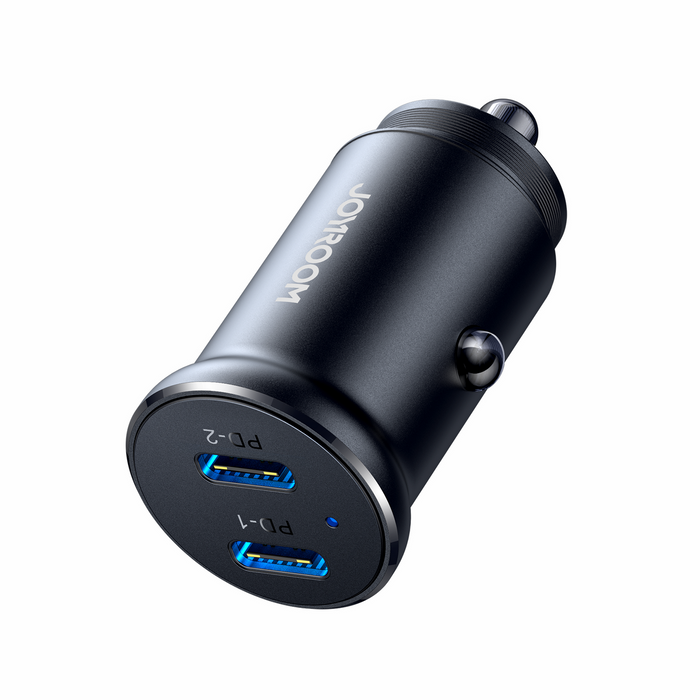 Joyroom JR-CCN06 30W 2x USB-C mini chargeur de voiture métal - noir