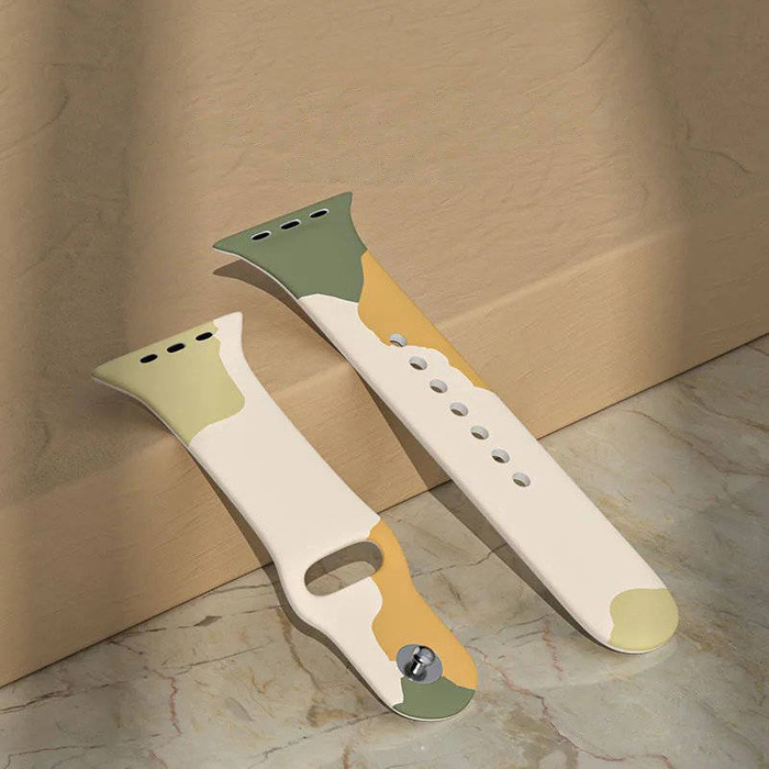 Strap Moro Band For Apple Watch 7 / SE / 5/4/3/2 (41mm / 40mm / 38mm) Silicone Strap Watch Bracelet Pattern 1