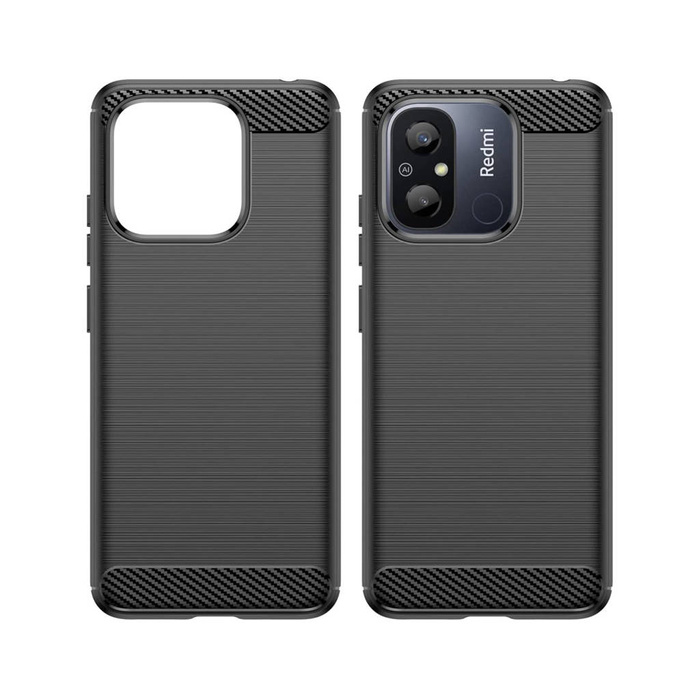 Carbon Case para Xiaomi Redmi 11A / Poco C55 / Redmi 12C Flexible Silicone Carbon Cover Negro