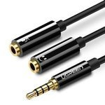 UGREEN Divisor de Audio  AUX Mini Jack 3.5mm Para Auriculares con Micrófono 20cm Negro