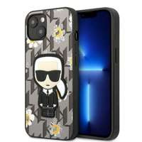 Hülle KARL LAGERFELD Apple iPhone 13 Mini Flower Iconic Karl Grau Case