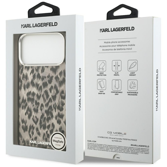 Etui Karl Lagerfeld IML Leopard Pattern  MagSafe do iPhone 17 Pro Max brązowy