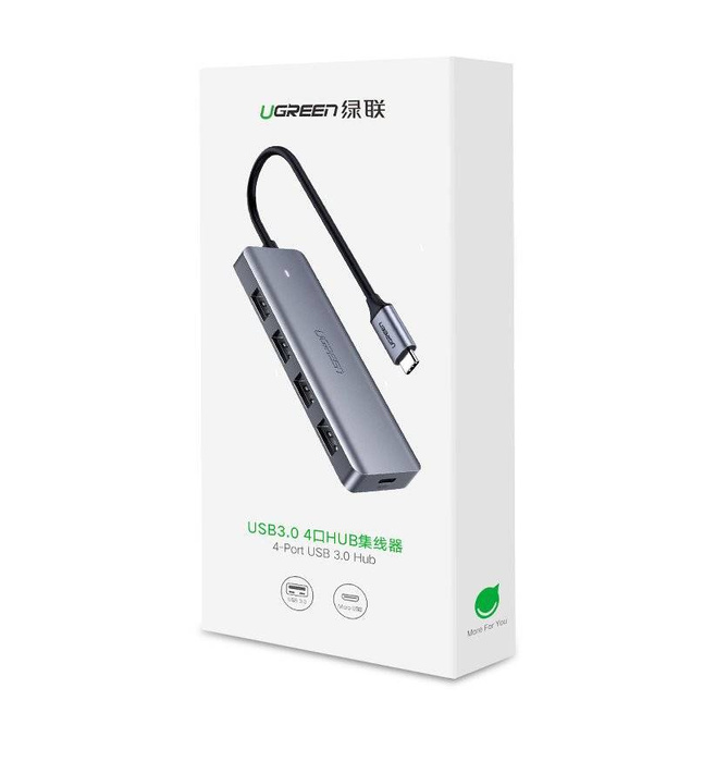 Ugreen HUB USB Type C - 4x USB 3.2 Gen 1 avec port d'alimentation USB Type C gris (CM219 70336)