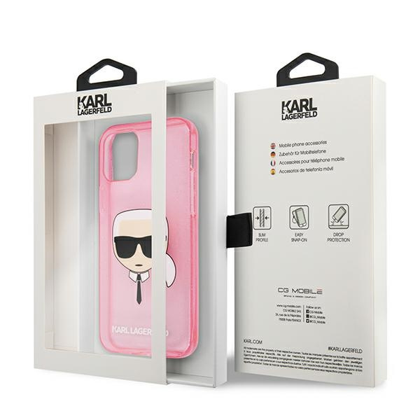 Cover KARL LAGERFELD Apple iPhone 13 Mini Glitter Karl's Head Pink Hardcase