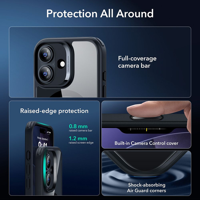 ESR CLASSIC HYBRID MagSafe &amp; TEMPERED GLASS IPhone 17 CLEAR/BLACK