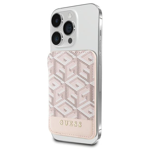 Guess Wallet Card Slot GUWMSHGCFSEP MagSafe GCube stripe pink/pink