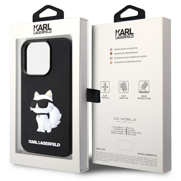 Hülle Karl Lagerfeld KLHCP14L3DRKHNK iPhone 14 Pro 6.1" schwarz/schwarz hartcase Rubber Choupette 3D Case