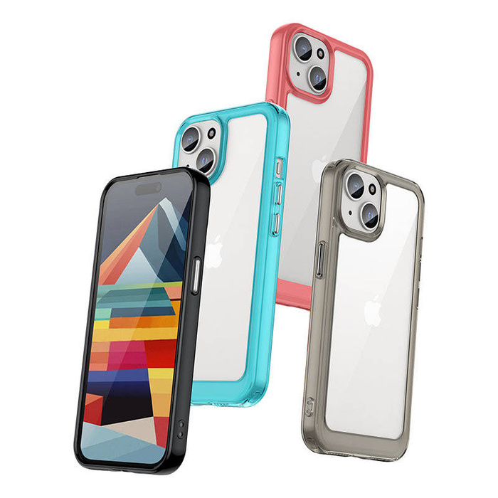 Prostorově vyztužený obal na iPhone 15 Plus s flexibilním rámem – modrý