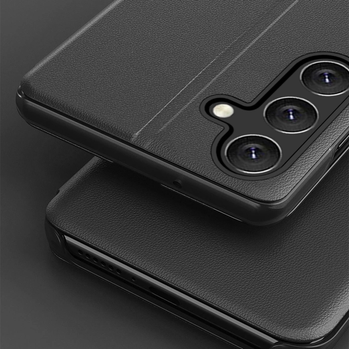 Eco Leather View Case for Samsung Galaxy S25+ with Flip Stand - Black