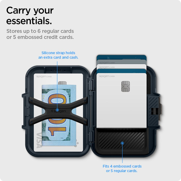 WALLET MagASEF Spigen LOCK FIT UNIVERSAL CARD HOLDER NAVY BLUE