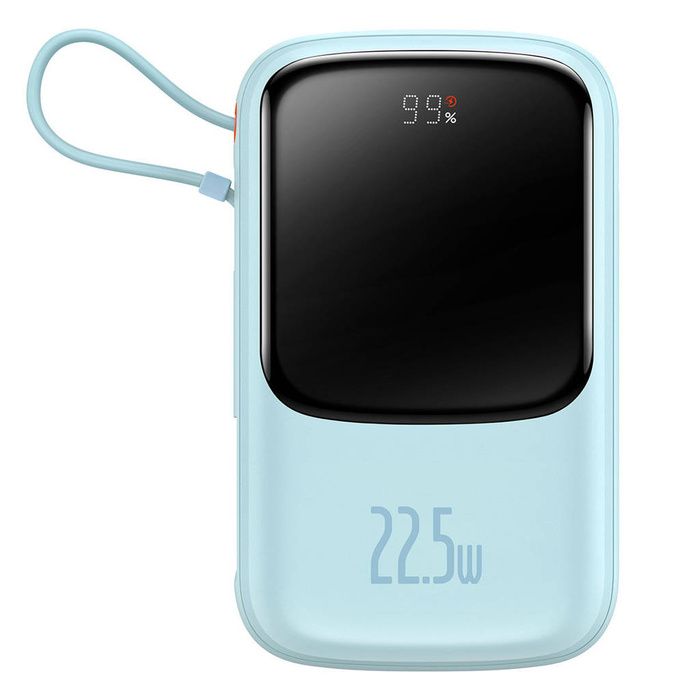 Baseus Qpow power bank 10000mAh built-in cable USB Type C 22.5W Quick Charge SCP AFC FCP blue (PPQD020103)