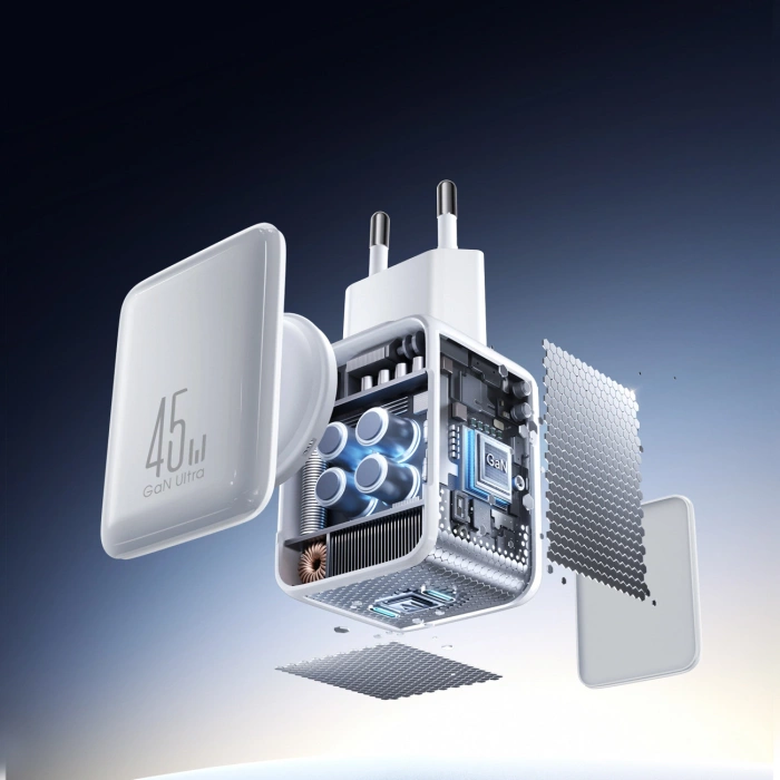 Joyroom JR-TCL05 45W GaN-Wandladegerät mit Kabel-Organizer - Weiß