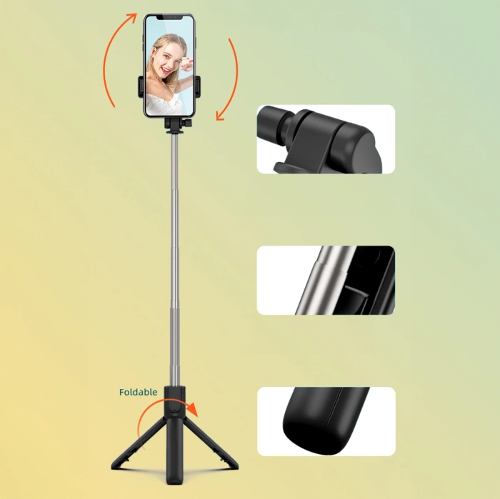 Selfie stick WRY1S telescopic tripod 0.7m for phone - black