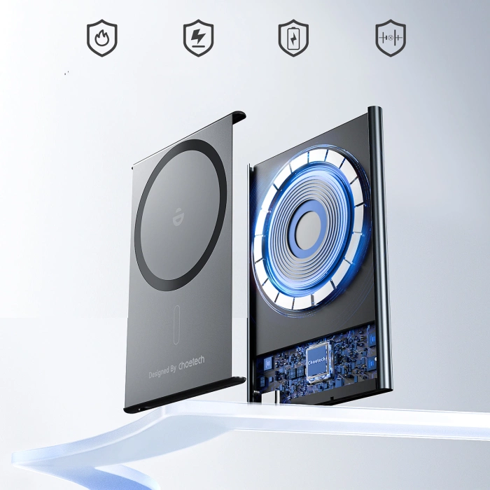 Powerbank Choetech SuperThin B708 ​​2000mAh inductive 5W MagSafe / Qi - black