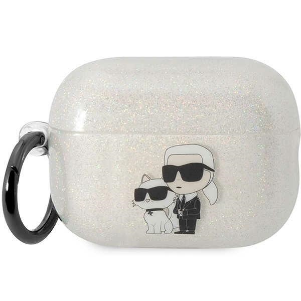 Hülle Karl Lagerfeld KLAP2HNKCTGT Airpods Pro 2 Abdeckung transparent Gliter Karl&amp;Choupette Case