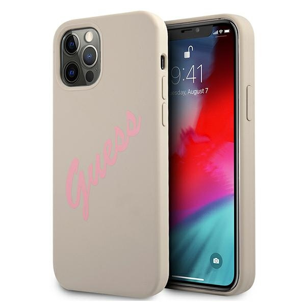Case GUESS Apple iPhone 12 12 Pro Silicone Vintage Grey Pink Hardcase