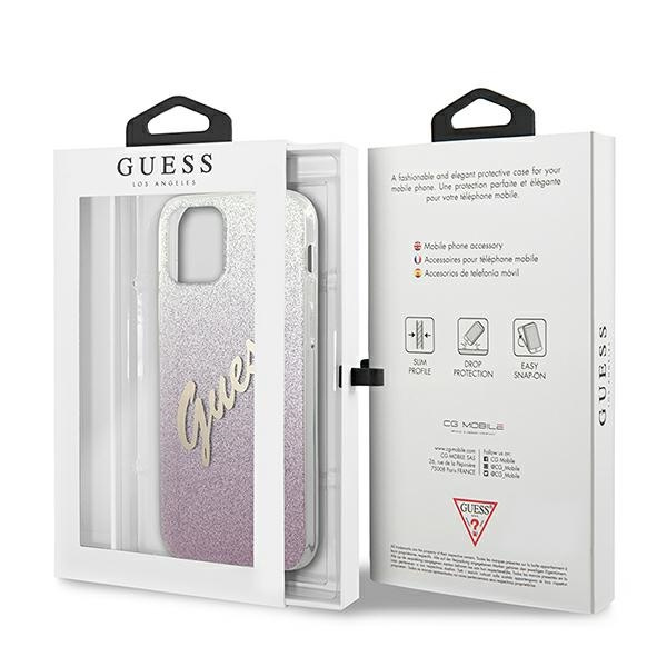 Case GUESS Apple iPhone 12 Mini Glitter Gradient Script Pink Hardcase