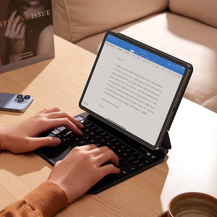 Baseus Brilliance obal s klávesnicí a vestavěným displejem pro iPad Pro 11" (2018/2020/2021) / iPad Air 4 10,9" / iPad Air 5 10,9" šedý