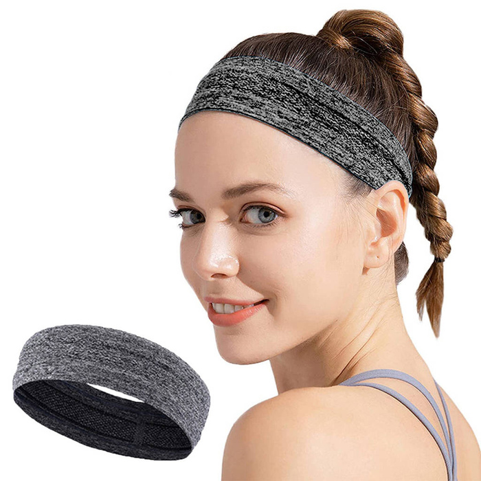 Bandeau élastique en tissu gris pour running fitness