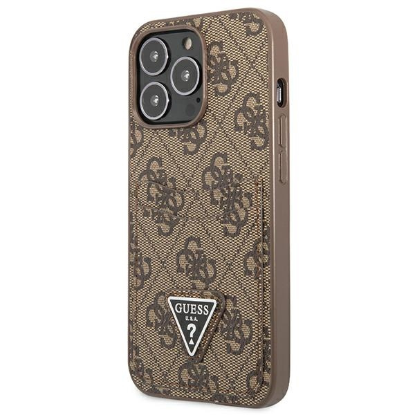 Guess GUHCP13LP4TPW iPhone 13 Pro / 13 6.1" brown/brown hardcase 4G Triangle Logo Cardslot