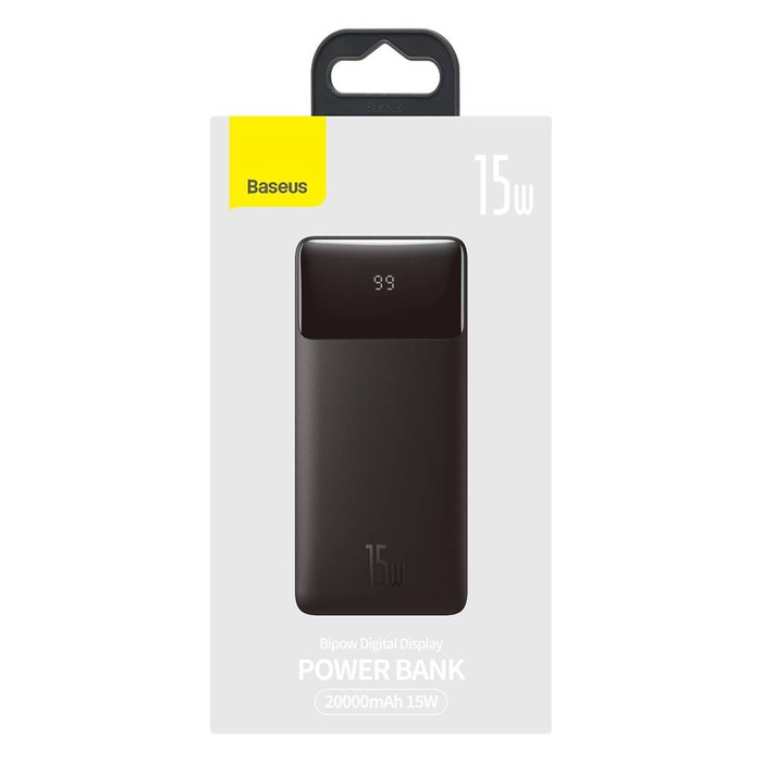 [APRÈS RETOUR] Baseus à charge rapide Baseus Bipow 20000mAh 15W noir (Overseas Edition) + USB-A - Câble micro USB 0,25m noir (PPBD050101)