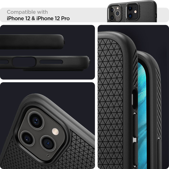 Telefontok SPIGEN iPhone  12 / 12 Pro Liquid Air matt fekete fekete tok