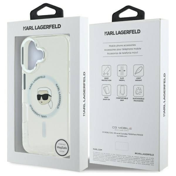 Etui Karl Lagerfeld iPhone 16 Plus 6.7" biały/white hardcase IML Metal Karl Head MagSafe