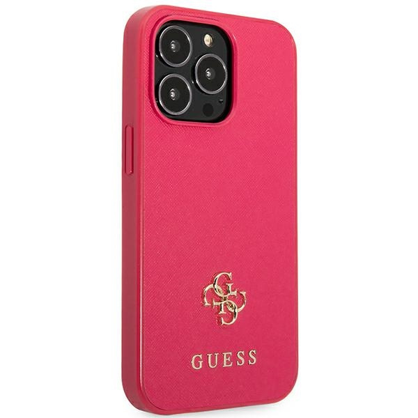 Case GUESS Apple iPhone 13 Pro Max Saffiano 4G Small Metal Logo Pink Hardcase