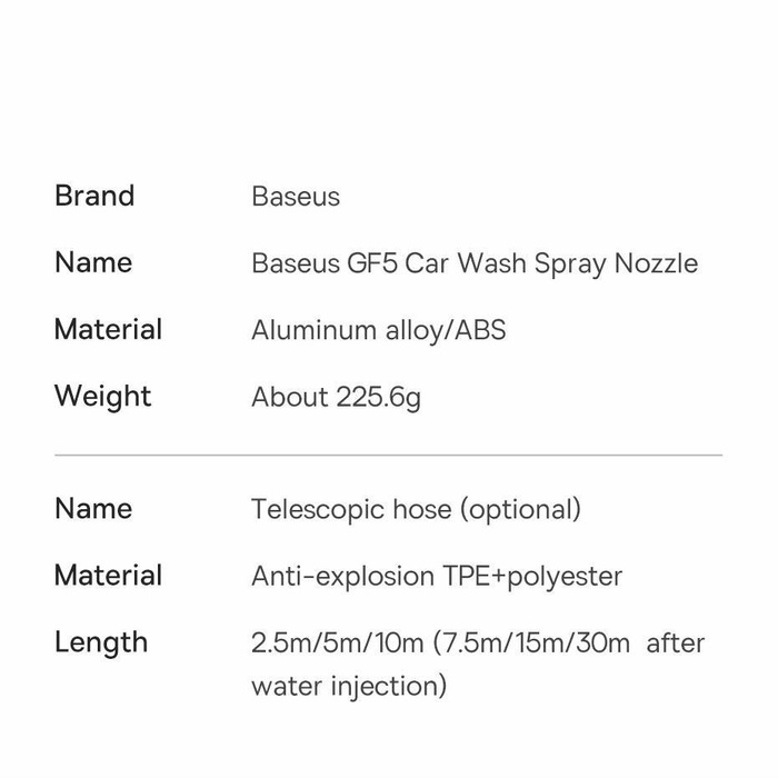 Mycí pistole Baseus Baseus - sprinkler, myčka 7,5 m - černá (GF5)