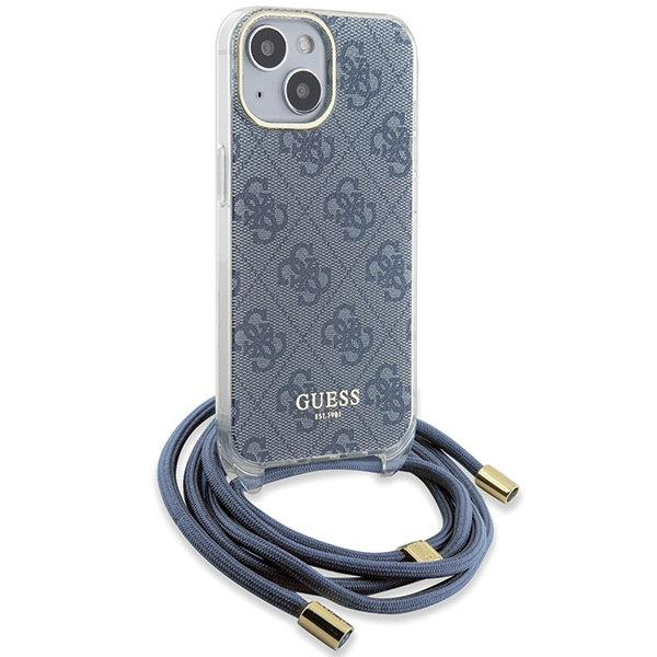 Etui Guess GUHCP15SHC4SEB iPhone 15 / 14 / 13 6.1" niebieski/blue hardcase Crossbody Cord 4G Print Case