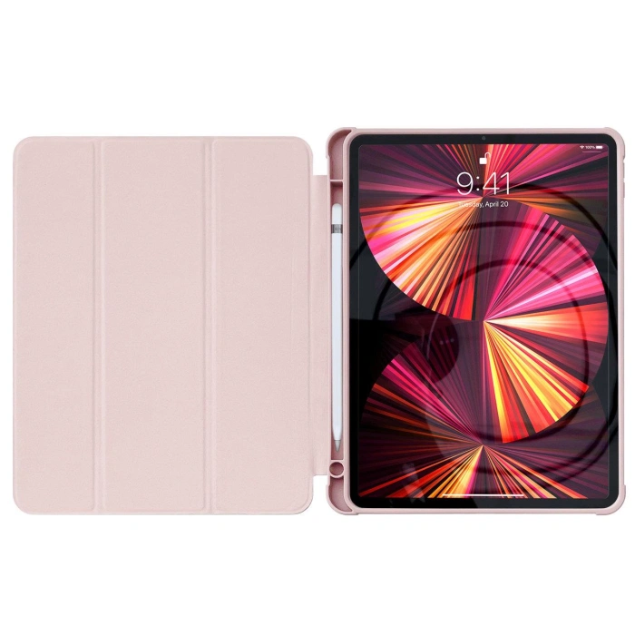 Stand Tablet Case etui Smart Cover pokrowiec na iPad 10.2'' 2021 z funkcja podstawki różowy