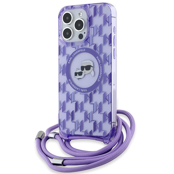 Etui Karl Lagerfeld KLHMP15XHCKCKLCU iPhone 15 Pro Max 6.7" fioletowy/purple hardcase IML Crossbody Monogram Karl & Choupette Head MagSafe