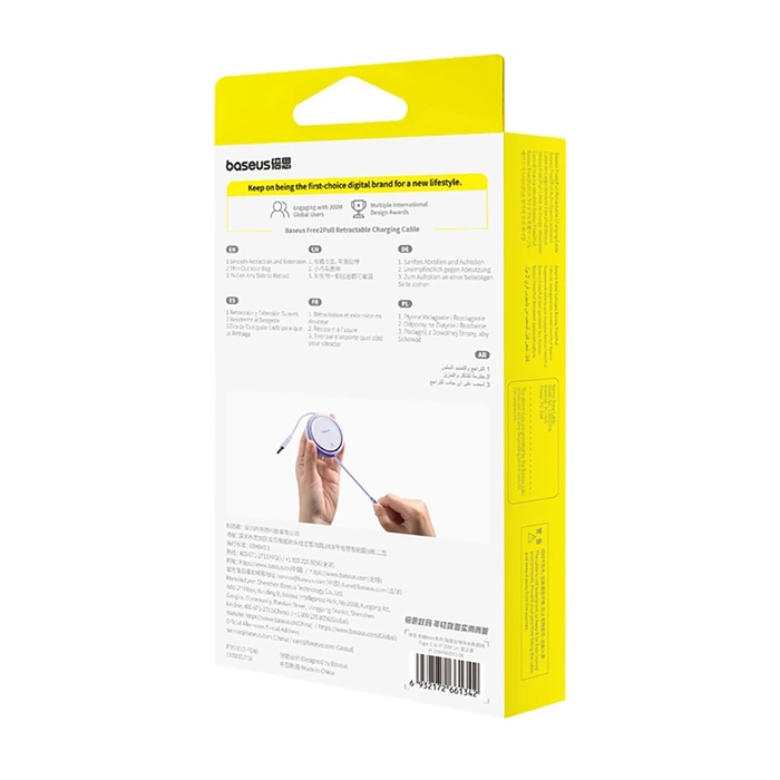 Baseus Free2Pull retractable USB-C / Lightning cable 20W 1m - purple