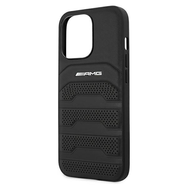 AMG AMHCP13LGSEBK iPhone 13 Pro / 13 6.1" black/black hardcase Leather Debossed Lines