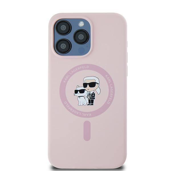 Etui Karl Lagerfeld KLHMP15XSCMKCRHP iPhone 15 Pro Max 6.7" różowy/pink hardcase Silicone Karl & Choupette Ring MagSafe