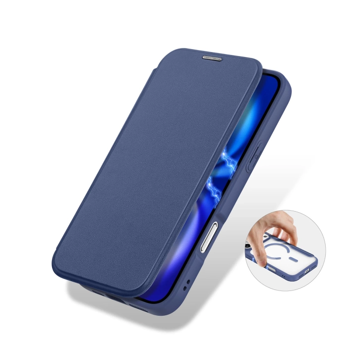 Dux Ducis Skin X Pro iPhone 17 Pro Max Hülle mit Wallet, MagSafe kompatibel - Blau