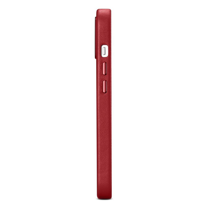 iCarer Case Leather Funda de cuero genuino para iPhone 14 Plus rojo (compatible con MagSafe)