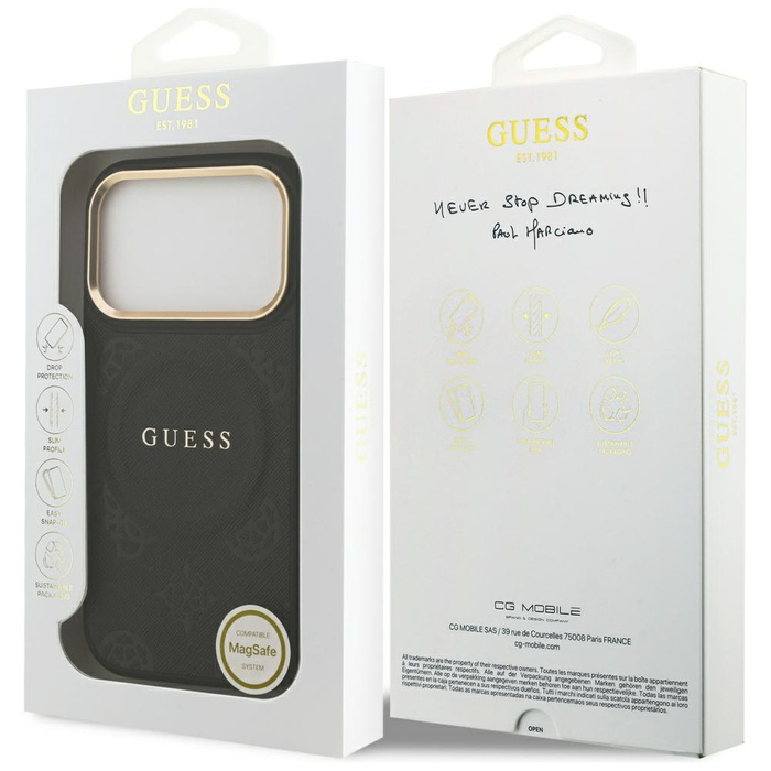 Etui Guess Peony Hot Stamp MagSafe do    iPhone 17 Pro czarny