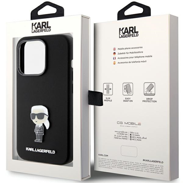 Etui Karl Lagerfeld KLHCP15XSMHKNPK iPhone 15 Pro Max 6.7" czarny/black Silicone Ikonik Metal Pin Case