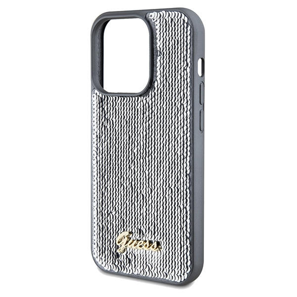 Etui Guess GUHCP14LPSFDGSS iPhone 14 Pro 6.1" srebrny/silver hardcase Sequin Script Metal Case