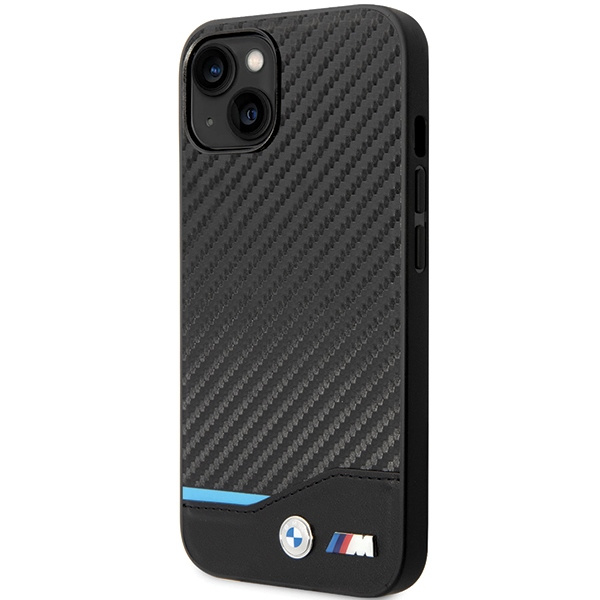 Hülle BMW BMHCP13M22NBCK iPhone 13 6.1" schwarz/schwarz Leder Carbon