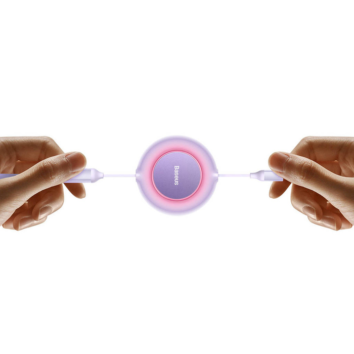 Baseus Bright Mirror 2 einziehbares Kabel 3in1 USB Typ A - micro USB + Lightning + USB Typ C 66W 1.1m lila (CAMJ010105)