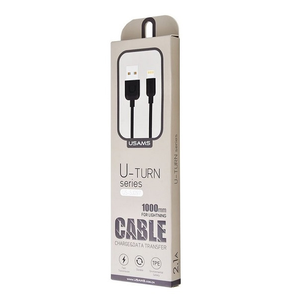 Kábel USAMS USB-A Lightning U-Turn 1m 2A IPUSBXD01 US-SJ097 Black