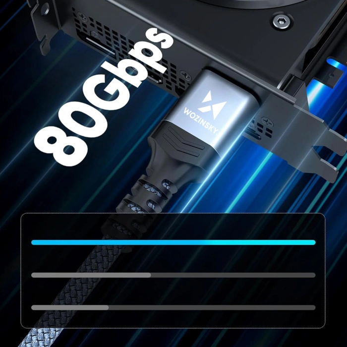 Kabel Wozinsky WPS-16AYL3S DisplayPort 2.1 Certyfikowany VESA 80 Gb/s 16K@60Hz 8K@120Hz 4K@240Hz HDR HDCP DSC 3m - czarny