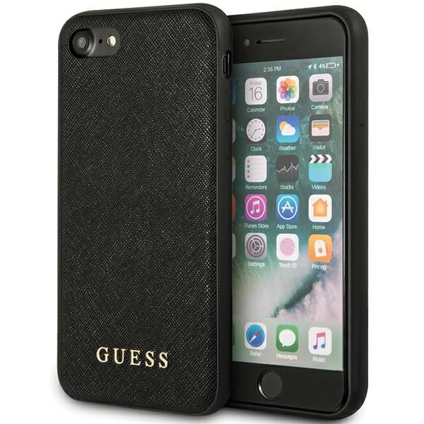 Coque Guess iPhone 7/8 / Se 2020 / Se 2022 Black/black Saffiano Strap Case