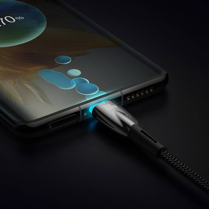 Baseus Řada Glimmer kabel s rychlým nabíjením USB-C 480Mb/s PD 100W 2m černá